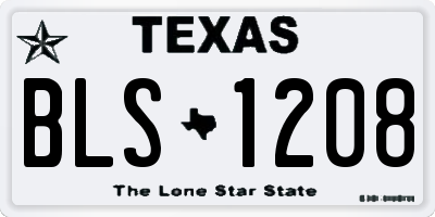 TX license plate BLS1208
