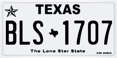 TX license plate BLS1707