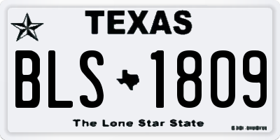 TX license plate BLS1809