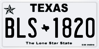 TX license plate BLS1820
