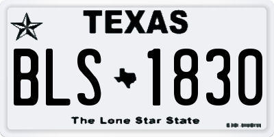TX license plate BLS1830