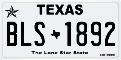 TX license plate BLS1892