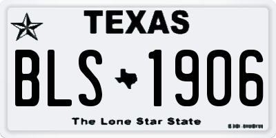 TX license plate BLS1906