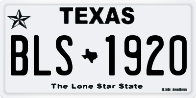TX license plate BLS1920