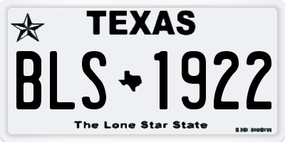 TX license plate BLS1922