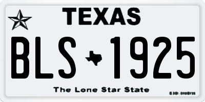 TX license plate BLS1925