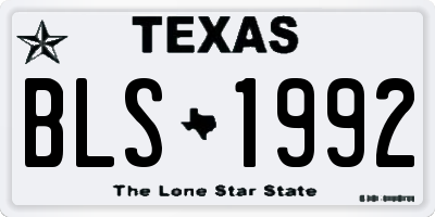 TX license plate BLS1992