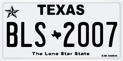 TX license plate BLS2007