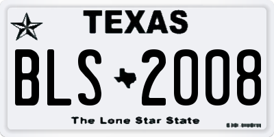 TX license plate BLS2008