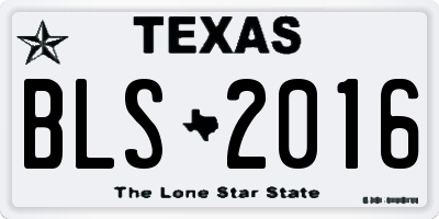 TX license plate BLS2016