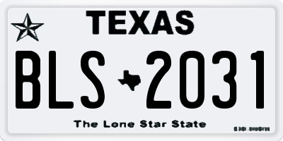 TX license plate BLS2031