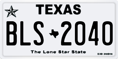 TX license plate BLS2040