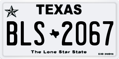 TX license plate BLS2067