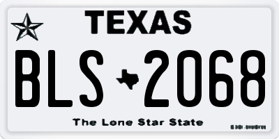 TX license plate BLS2068