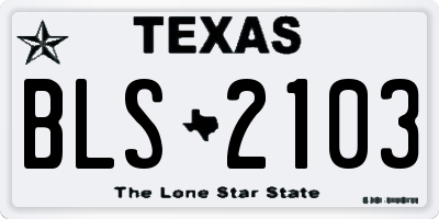 TX license plate BLS2103