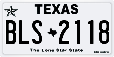 TX license plate BLS2118