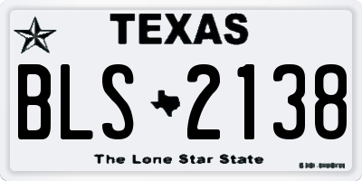 TX license plate BLS2138