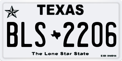 TX license plate BLS2206