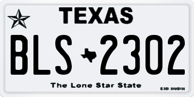 TX license plate BLS2302