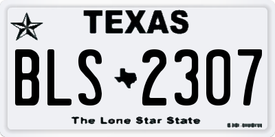 TX license plate BLS2307