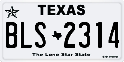 TX license plate BLS2314