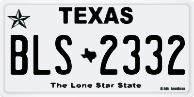 TX license plate BLS2332