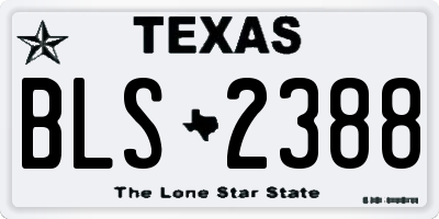 TX license plate BLS2388