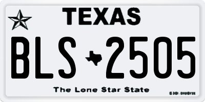 TX license plate BLS2505
