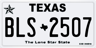 TX license plate BLS2507