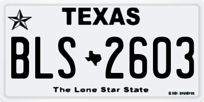 TX license plate BLS2603