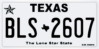 TX license plate BLS2607