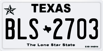 TX license plate BLS2703