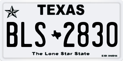 TX license plate BLS2830