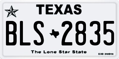 TX license plate BLS2835