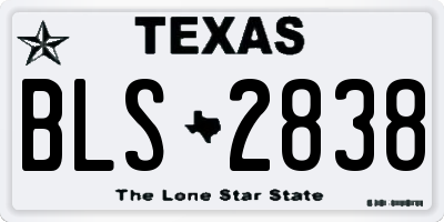 TX license plate BLS2838
