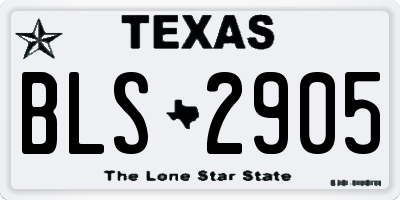 TX license plate BLS2905