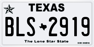 TX license plate BLS2919