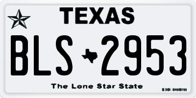 TX license plate BLS2953