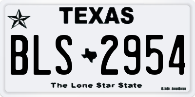 TX license plate BLS2954
