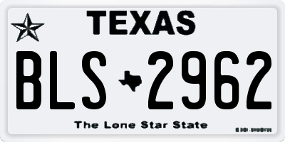 TX license plate BLS2962