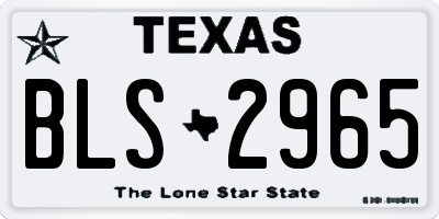 TX license plate BLS2965