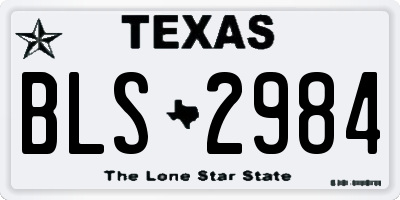TX license plate BLS2984