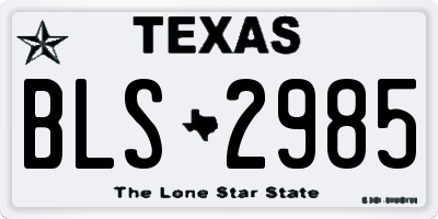 TX license plate BLS2985