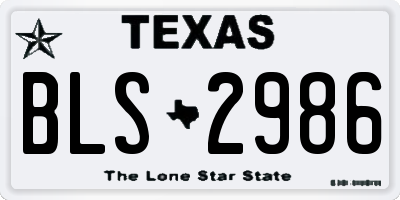TX license plate BLS2986