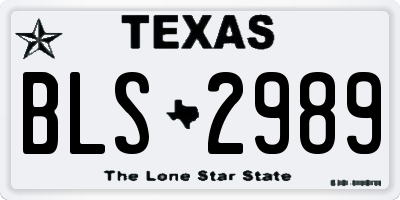 TX license plate BLS2989