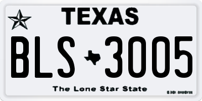 TX license plate BLS3005