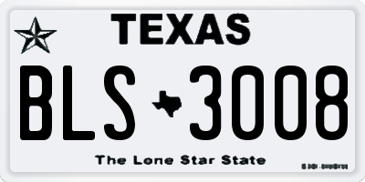 TX license plate BLS3008
