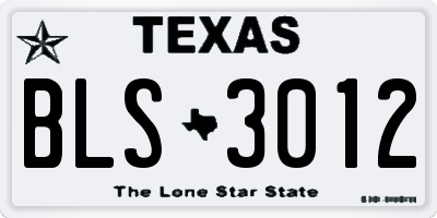 TX license plate BLS3012