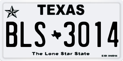 TX license plate BLS3014
