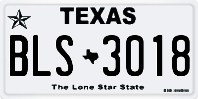 TX license plate BLS3018